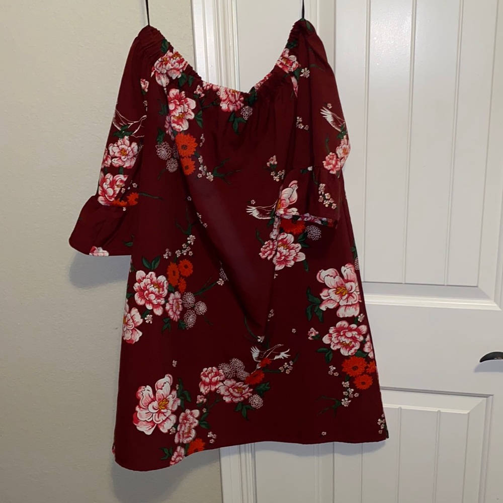 H&M Off the Shoulder Maroon Dress